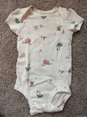 Carter's Cream Short-Sleeve Floral Cottage One-Piece